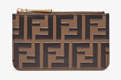 FENDI キーケースブラウンレザー スリムクラッチ