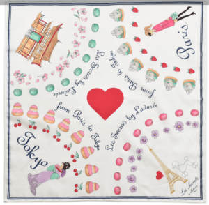 Les secrets by Ladurée paris プリントハンカチ From Paris to Tokyo【 2020SS新作 】
