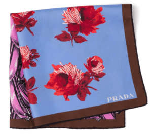 PRADA ダブルマッチ バナナ55 プリント シルク スカーフ