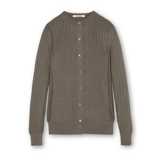 SLOANE 18Gシルクワイドリブ　クルーカーディガン