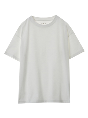 Three dots　パウダリーコットン クルーネックTシャツ