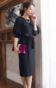 RUIRUE BOUTIQUE ロング＆リーンシルエットが美しいバルーンスリーブワンピース