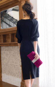 RUIRUE BOUTIQUE ロング＆リーンシルエットが美しいバルーンスリーブワンピース