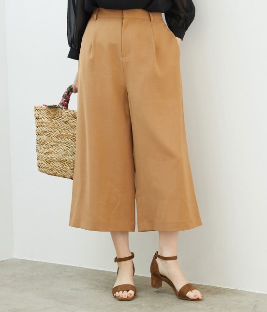 麻調オックスフレアクロップドパンツ