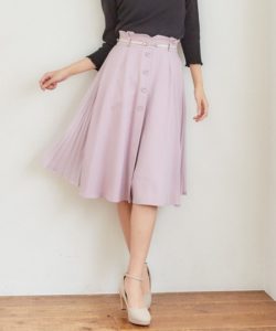 MISCH MASCH ベルト付きサイドプリーツスカート　ピンク
