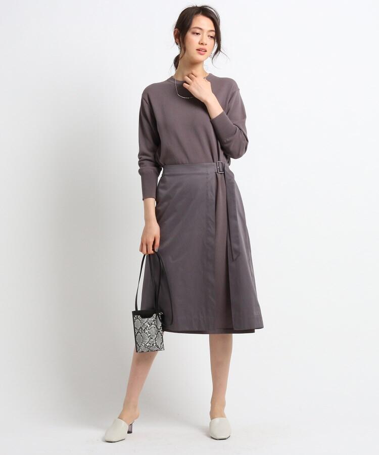 INDIVI プルオーバーワンピース ラップスカートセット