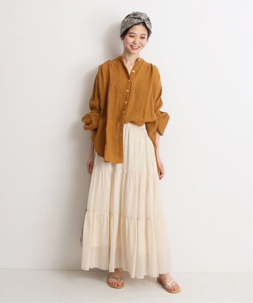 SLOBE IENA Cu/Cワッシャーボイルティアードスカート
