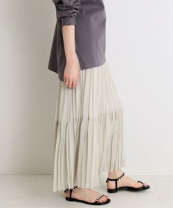 IENA ジョーゼットプリーツティアードスカート
