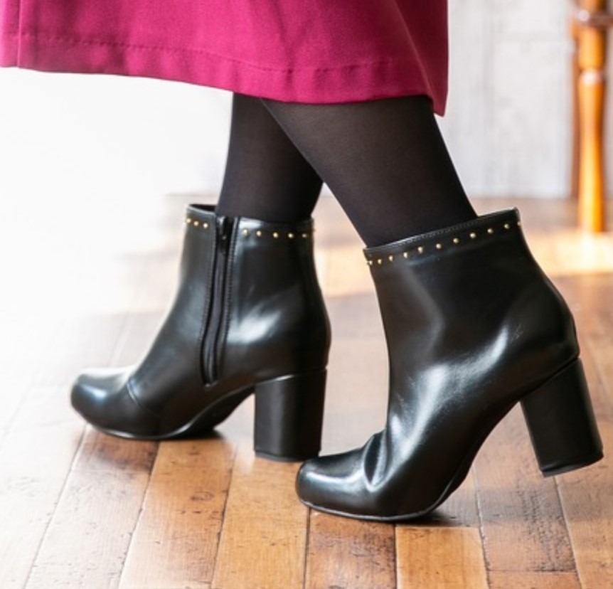 Outletshoes ファスナー付き チャンキーヒール レインブーツ