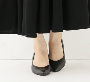 Le Talon GRISE 5cmレザーVカットフトヒールパンプス