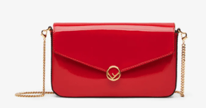 FENDI 財布内蔵ミニバッグ ポーチ付き レッドパテントレザー ミニバッグ