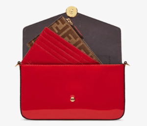 FENDI 財布内蔵ミニバッグ ポーチ付き レッドパテントレザー ミニバッグ