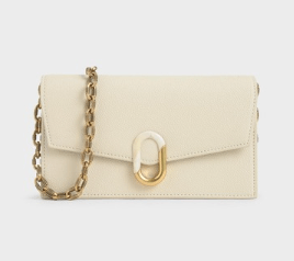 CHARLES & KEITH クロックエフェクト ストーンエンベリッシュドエンベロープウォレット