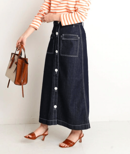 SLOBE IENA LE DENIM フロントボタンスカート