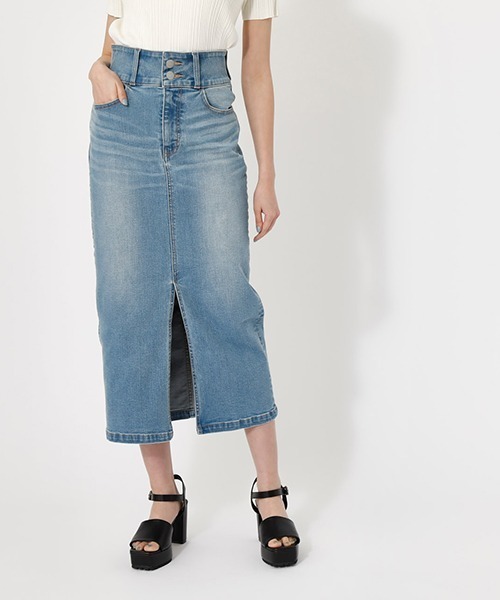 AZUL BY MOUSSY ハイウエストスリットデニムスカート