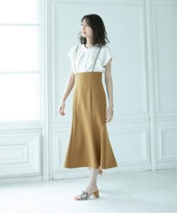 Noble　ショルダーストラップサロペットマーメイドスカート4 キャメル