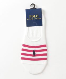 【POLO】ワンポイントボーダー深履きカバーソックス