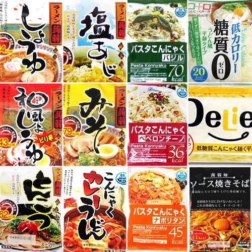 ヘルシーカンパニー こんにゃくラーメン等こんにゃく麺お試しタイプ１２種類セット