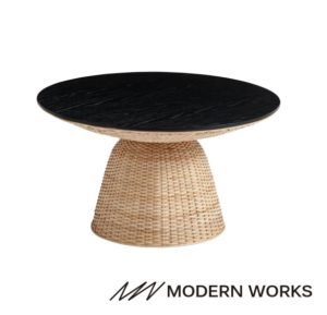 Francfranc/MODERN WORKS トロンコ コーヒーテーブル ロー ブラックxナチュラル(φ810)
