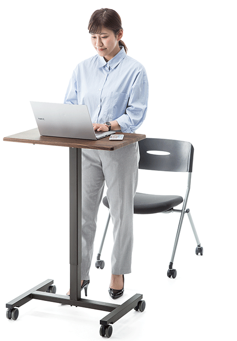 サンワダイレクト スタンディングデスク ガス圧 昇降式 幅62×奥行43cm 高さ76.5～110.5cm 