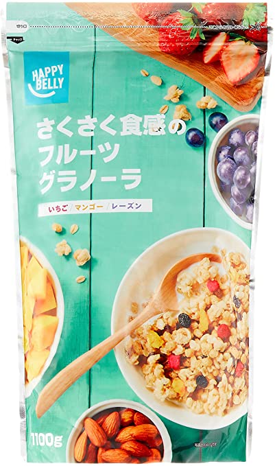[Amazonブランド]Happy Belly さくさく食感のフルーツグラノーラ 1100g (大容量サイズ)