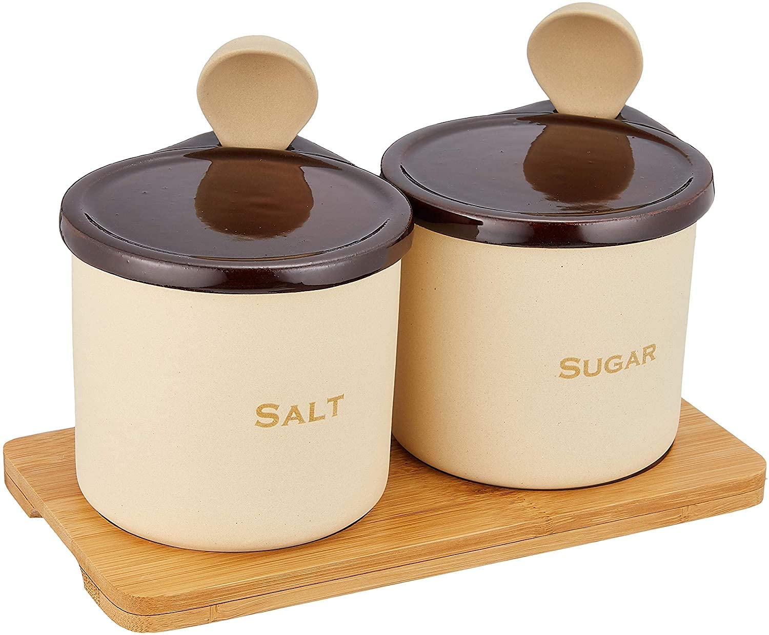 イシガキ産業 シュガー&ソルトセット300ml スプーン、木台付