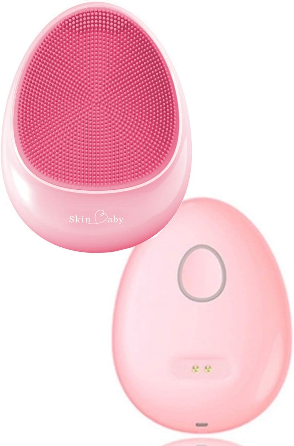 SkinBaby 洗顔器 洗顔ブラシ 小鼻 シリコン 電動 充電式 完全防水 音波 毛穴 黒ずみ 毛穴ケア 超音波洗顔器 メンズ レディース 【ピンク】