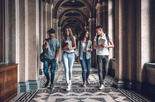 Campus,Life,Is,Awesome!group,Of,Students,Are,Walking,In,University