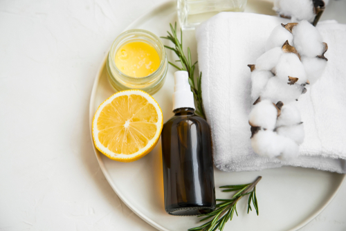 Natural,Organic,Spa,Ingredients,With,Lemon,,Rosemary,Branches,,Balm,Jar,