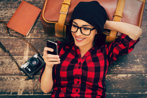 Relaxing,After,Long,Trip.,Top,View,Of,Beautiful,Young,Woman
