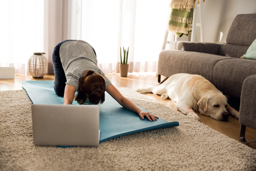 Shot,Of,A,Woman,Doing,Exercise,At,Home,With,Her
