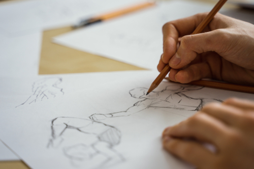 Drawing,The,Human,Figure,With,A,Pencil.,Sketching