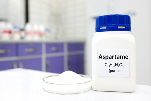 Selective,Focus,Of,A,Bottle,Of,Pure,Aspartame,Artificial,Sweetener