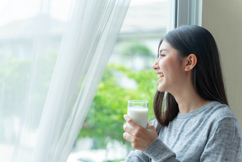 Beautiful,Beauty,Asian,Woman,Cute,Girl,Feel,Happy,Drinking,Milk