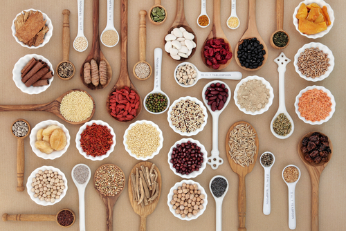 Large,Superfood,Sampler,For,Good,Health,In,Spoons,And,Bowl
