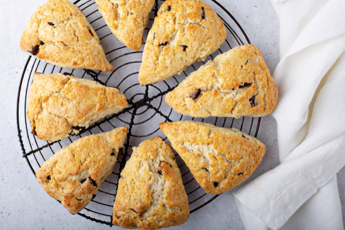 Homemade,Chocolate,Chunk,Scones,With,Coffee,For,Breakfast