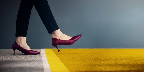Start,Concept.,Low,Section,Of,Business,Woman,Steps,Into,Start