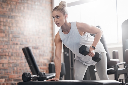 Fitness,,Dumbbell,And,Woman,Weightlifting,In,Gym,,Exercise,And,Muscle