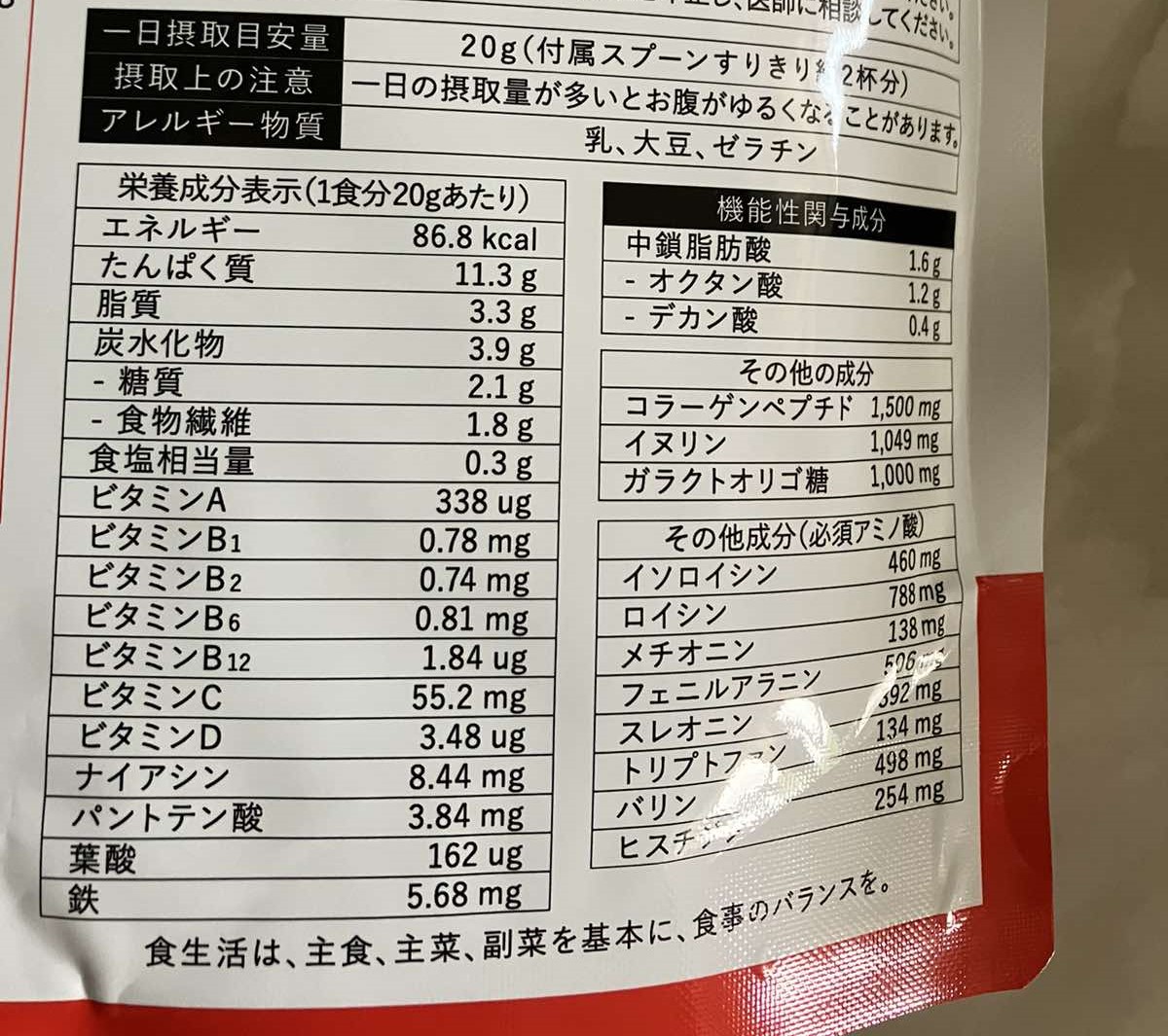 成分表示